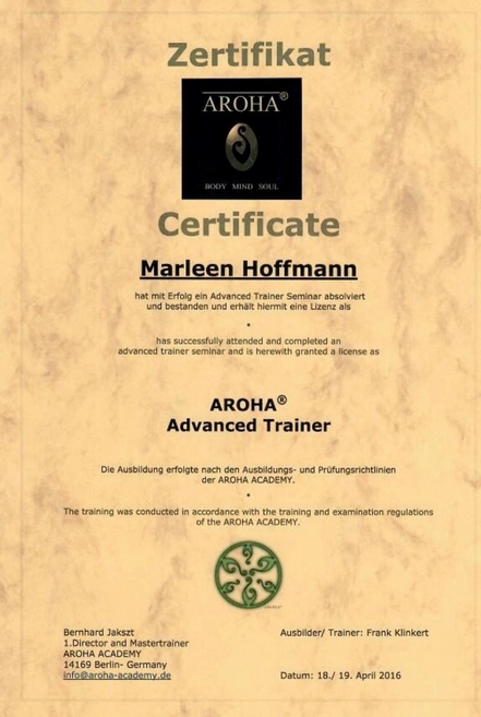Marleen Littmann AROHA Advanced Trainer 2016