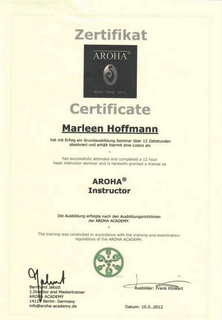Marleen Littmann AROHA Instructor 2012
