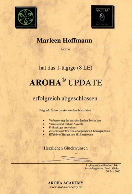 Marleen Littmann AROHA UPDATE 2015