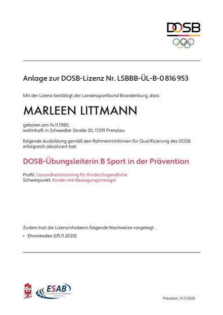 Marleen Littmann Lizenz B Kinder 2020 Teil 2