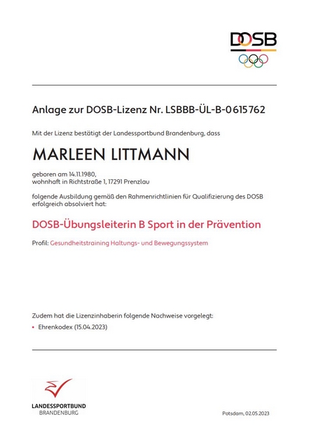 Marleen Littmann Trainer Lizenz B 2023 Teil 2